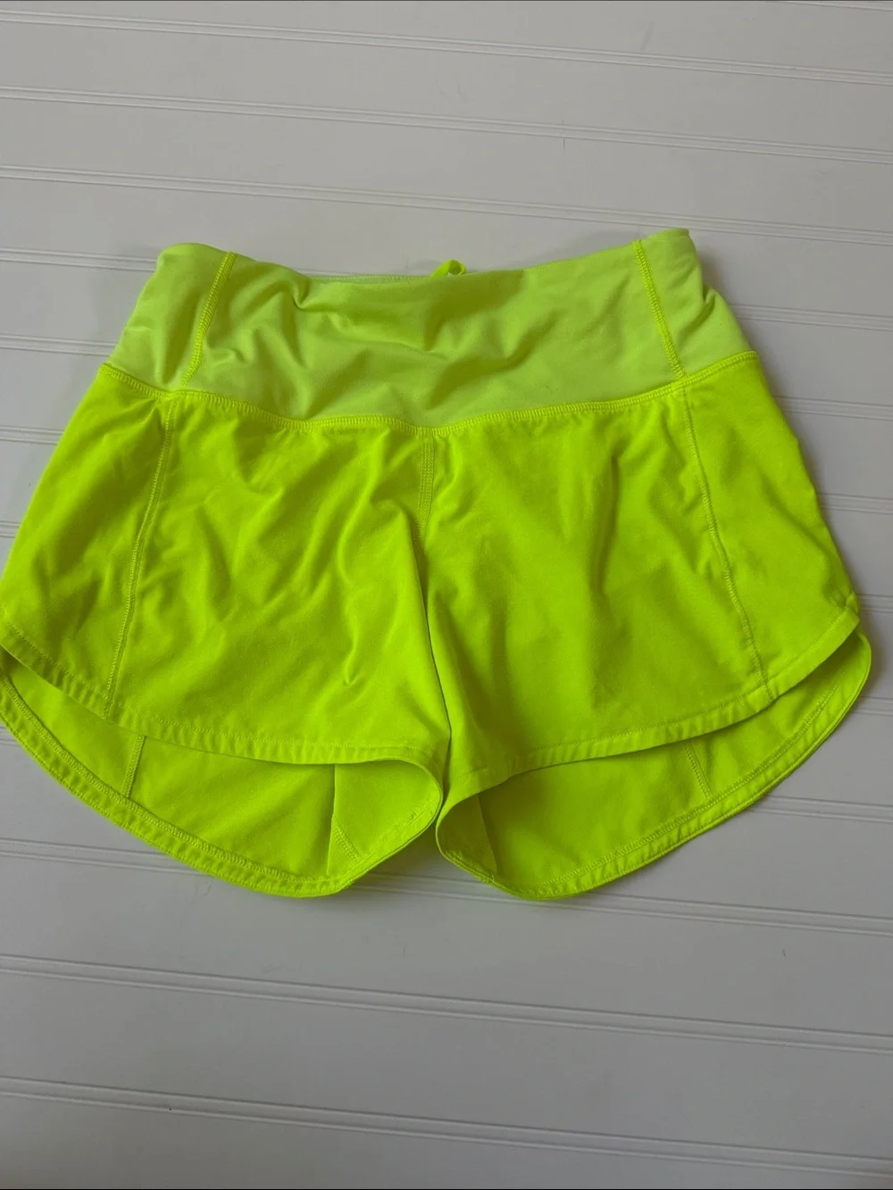 (006)lululemon athletica Neon Yellow High-Waist Athletic Shorts